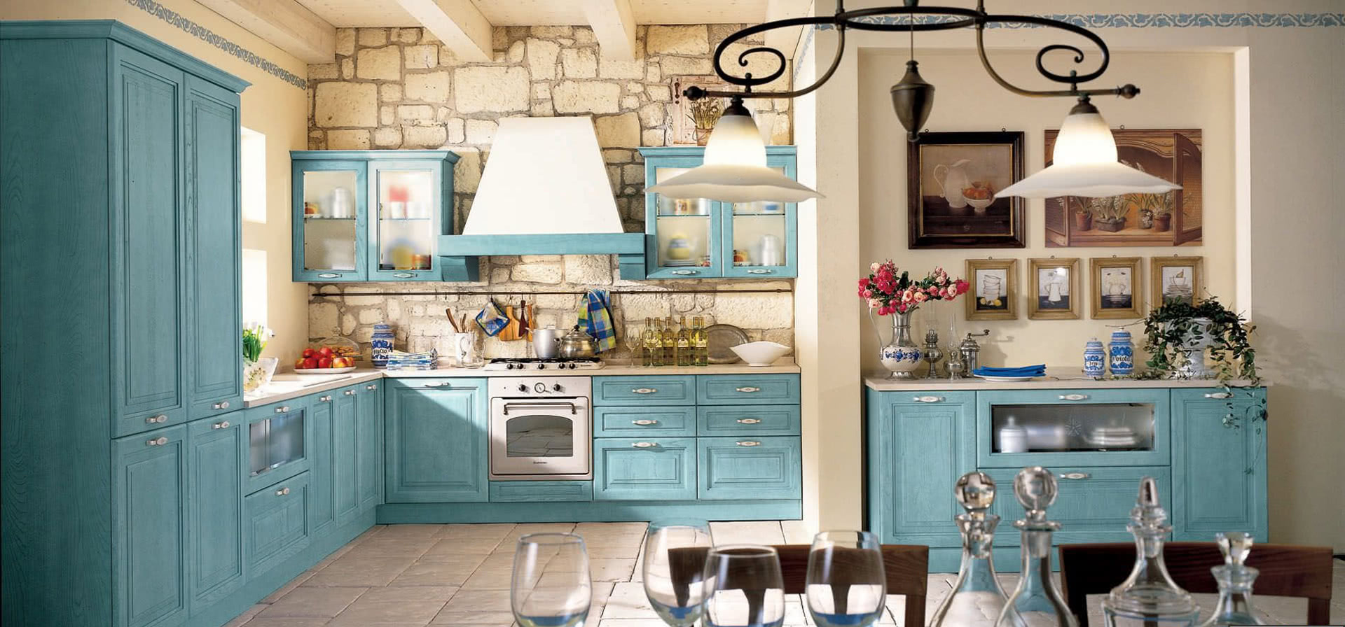 стиль кухни прованс цвет голубой